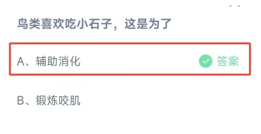 鸟类喜欢吃小石子这是为了 蚂蚁庄园1月4日问题答案