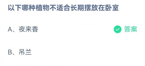 以下哪种植物不适合长期放在卧室 3月23日蚂蚁庄园答案