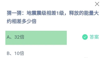 地震震级相差1级释放的能量大约相差多少倍